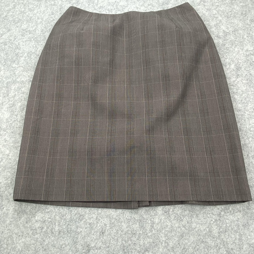 Alia Skirt Womens 6 Brown Plaid Twill Pencil Knee Length Lined Work Office